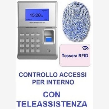 SISTEMA DI CONTROLLO ACCESSI PER INTERNO CON LETTORE DI IMPRONTE DIGITALI E DI TESSERE, MOD. SVAR2-FINGER CON SOFTWARE, SERVIZIO DI TELEASSISTENZA GRATIS PER L'INSTALLAZIONE